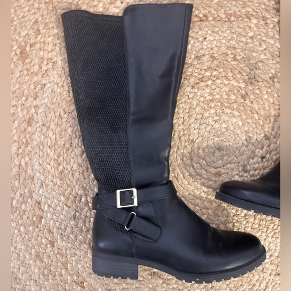 Black Riding Boots with Gold Buckle - Picture 3 of 5